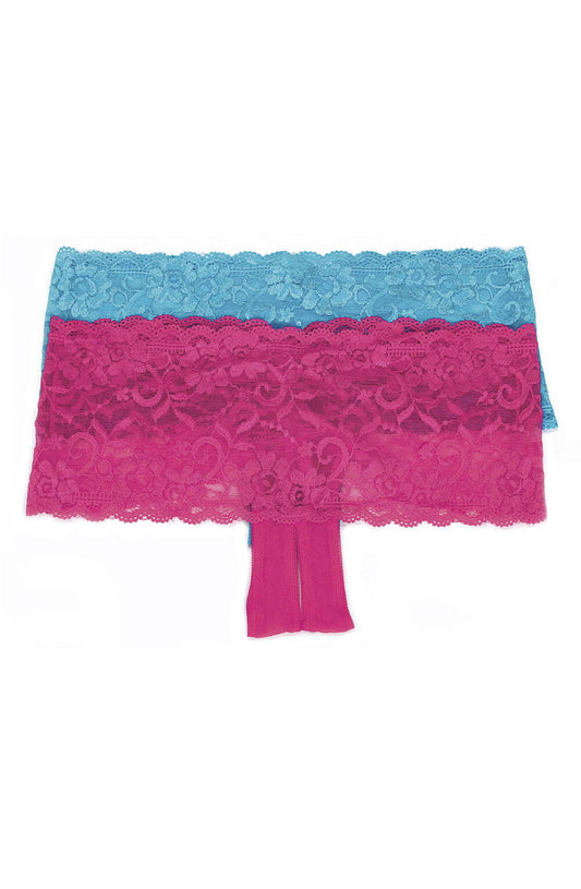 Stretch Lace Boy Short Turquoise By Shirley of Hollywood