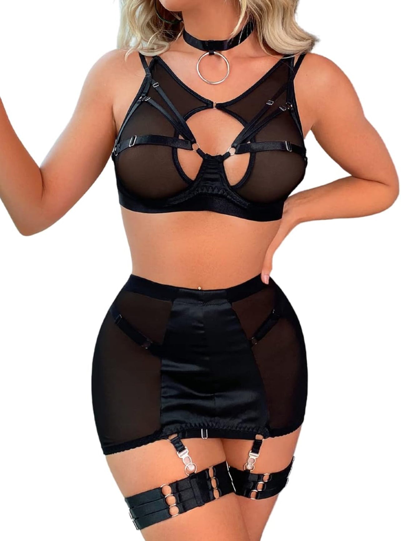 HIGH WAIST GARTER SKIRT WITH BRA