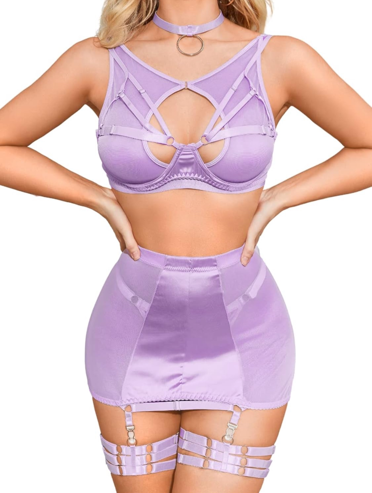 HIGH WAIST GARTER SKIRT WITH BRA